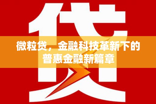 三角微粒贷，金融科技革新下的普惠金融新篇章