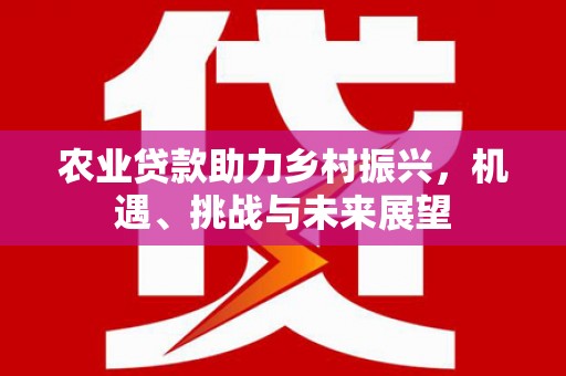 三角农业贷款助力乡村振兴，机遇、挑战与未来展望