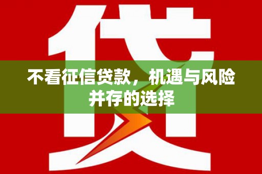 三角不看征信贷款，机遇与风险并存的选择